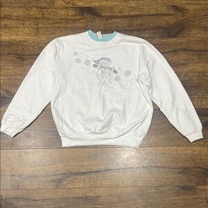 White Decorated Originals Snowman Sweatshirt Women Size Medium
